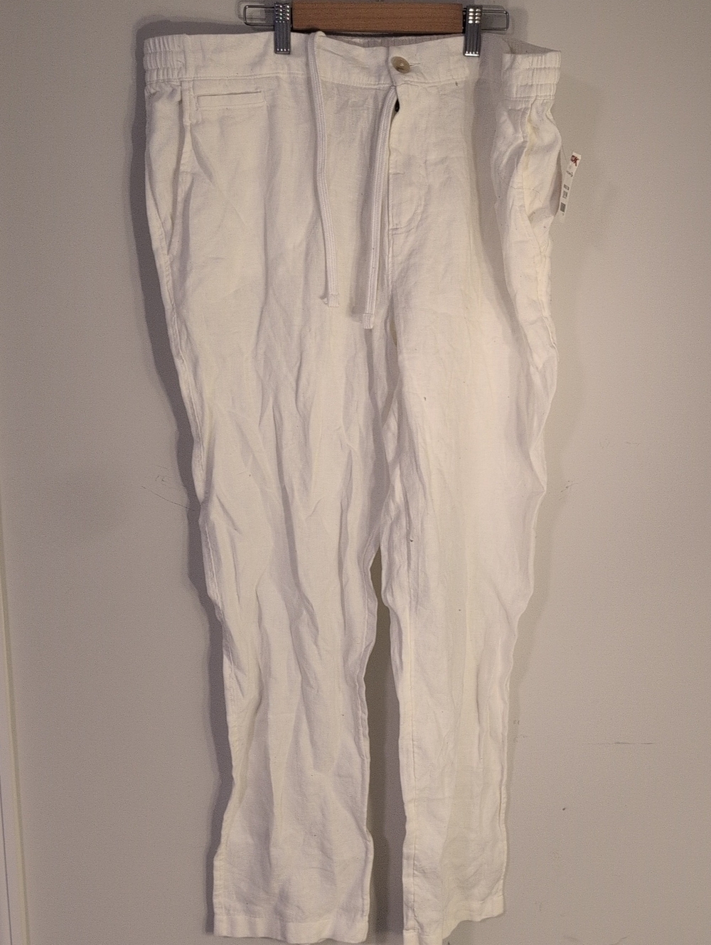 T.J.Maxx White Drawstring Linen-Blend Chinos